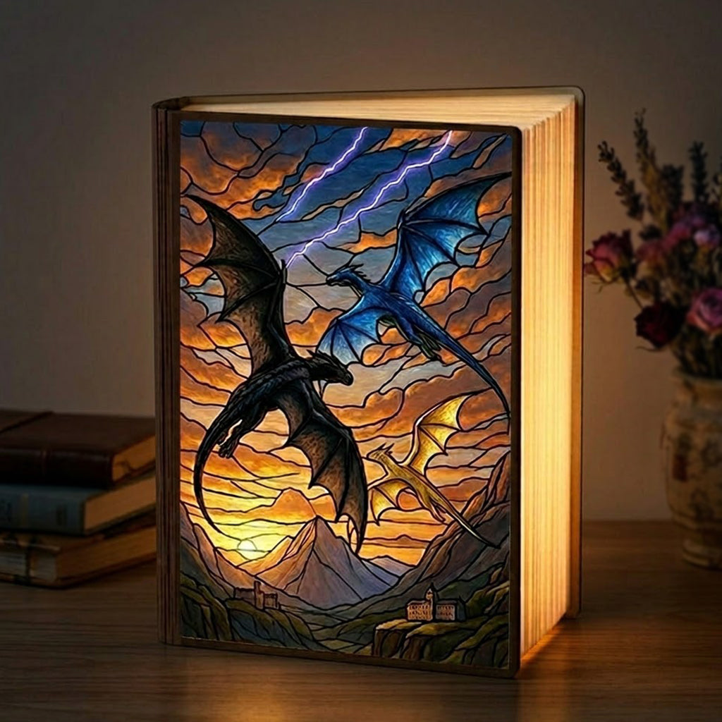 Fourth Wing Book Lamp, Fantasy Dragon Light, Book Lover Gift, Dragon Rider Decor, Night Light Cozy Reading Lamp, Foldable Book Lamp BLVLR015