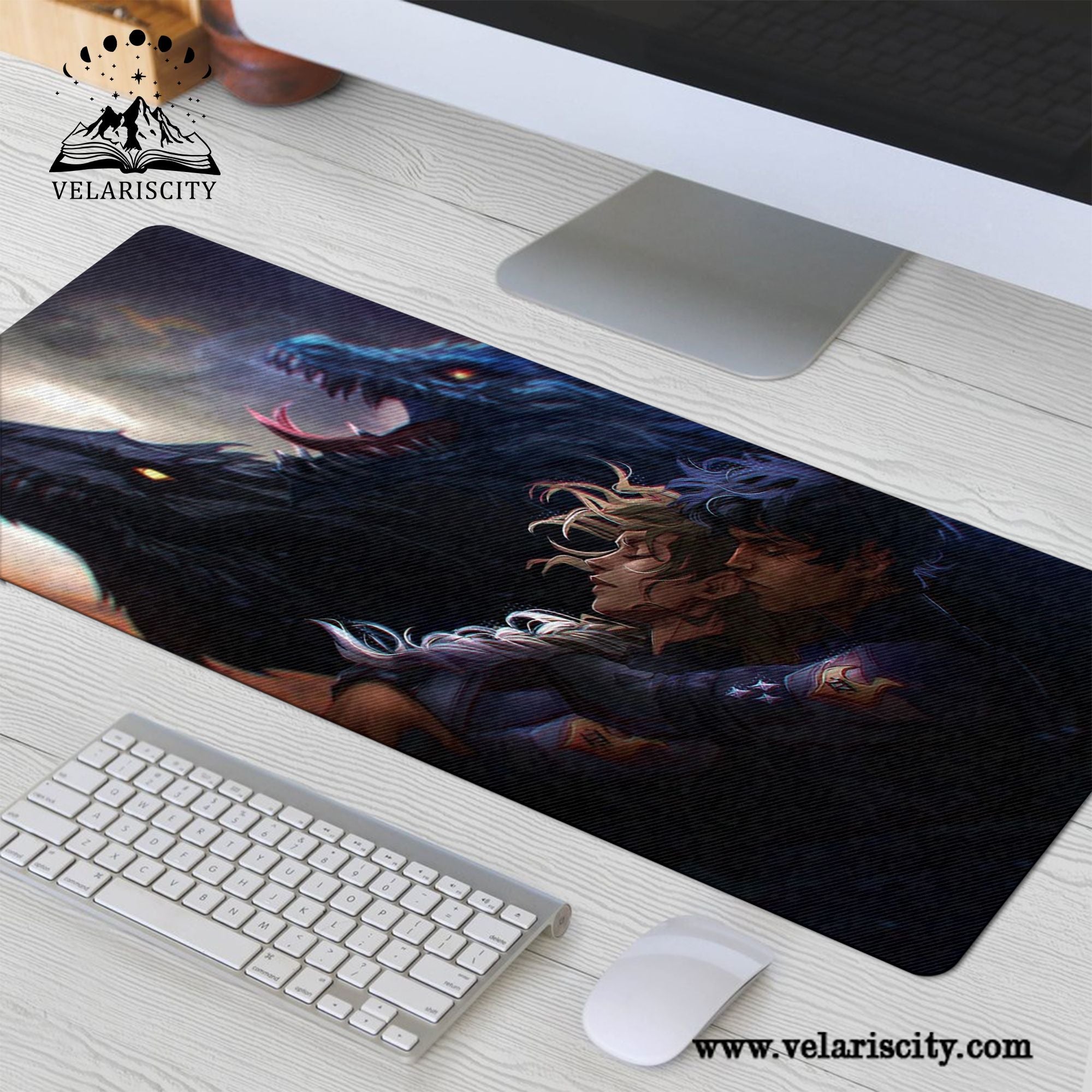 Fourth Wing Desk Mat, Xaden & Violet with Tairn and Andarna, Empyrean Series Fantasy Desk Pad, Gifts For Fan DMVLR14