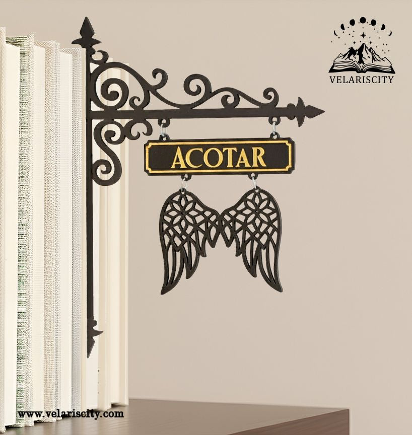 ACOTAR Book Tavern Sign, Night Court Wing Wooden Book Tracker, Fantasy Bookish Wall Decor, Velaris Inspired Sign, Gift for Book Lovers BSVLR25