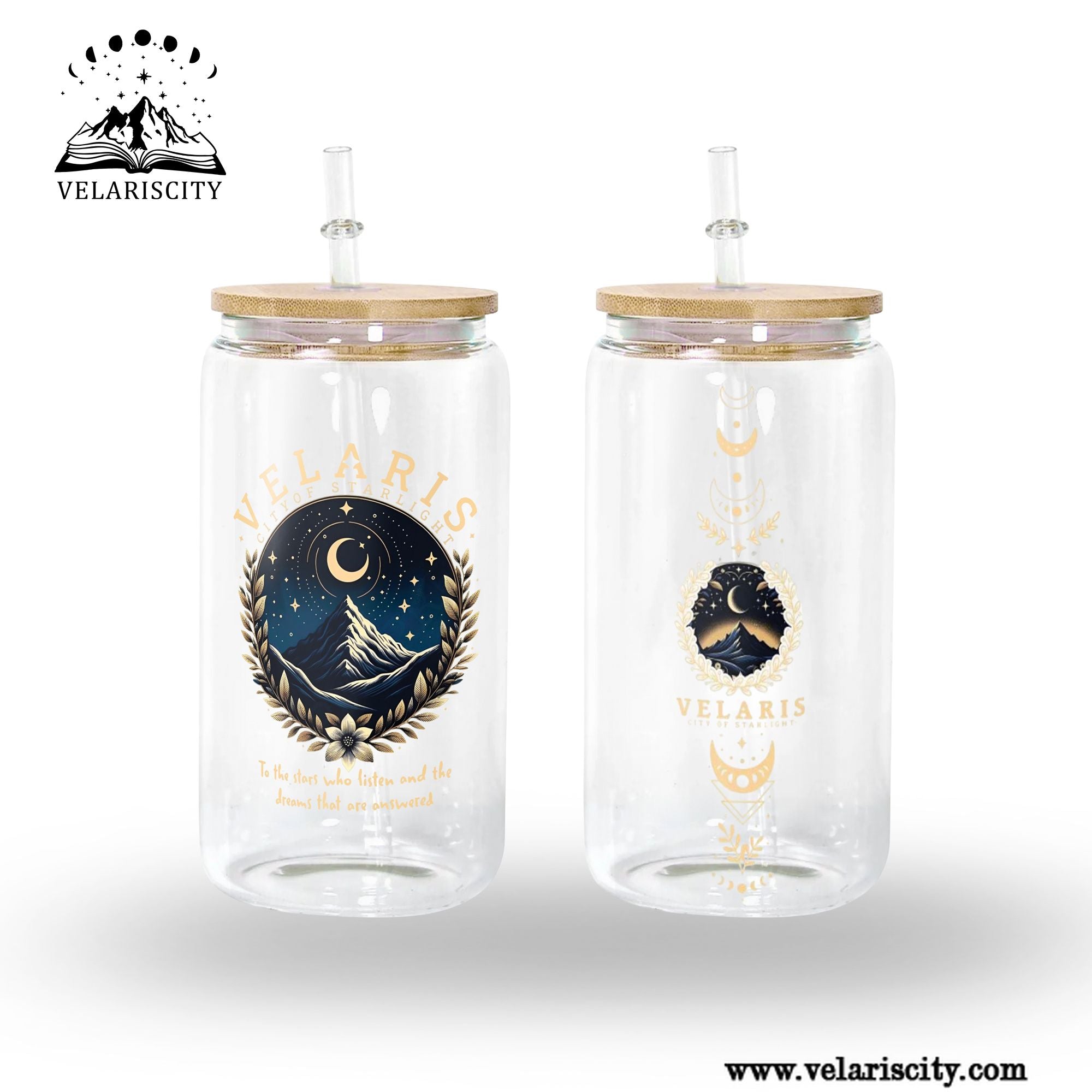 Velaris City of Starlight Glass Can Cup with Straw, ACOTAR To The Stars Quote Tumbler, Bookish Fantasy Gift GLVLR41