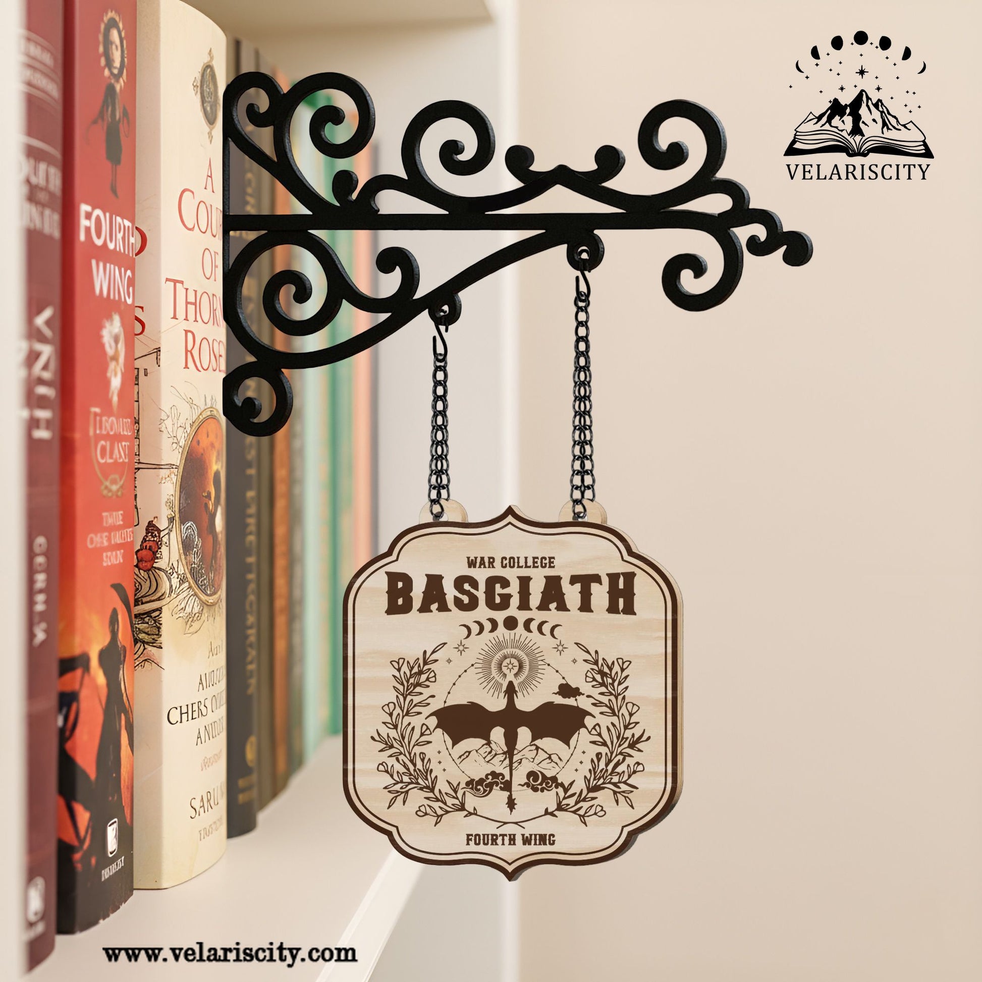 Basgiath Book Tavern Signs, Fourth Wing Inspired Wooden Hanging Sign, War College Fantasy Decor for Book Lovers BSVLR05