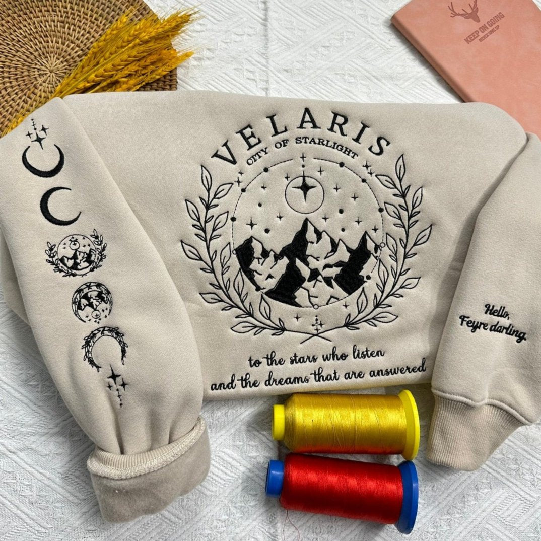 Embroidered Velaris City Of Starlight Sweatshirt, Acotar Emboridered, Velaris City Embroidered, VEMB08