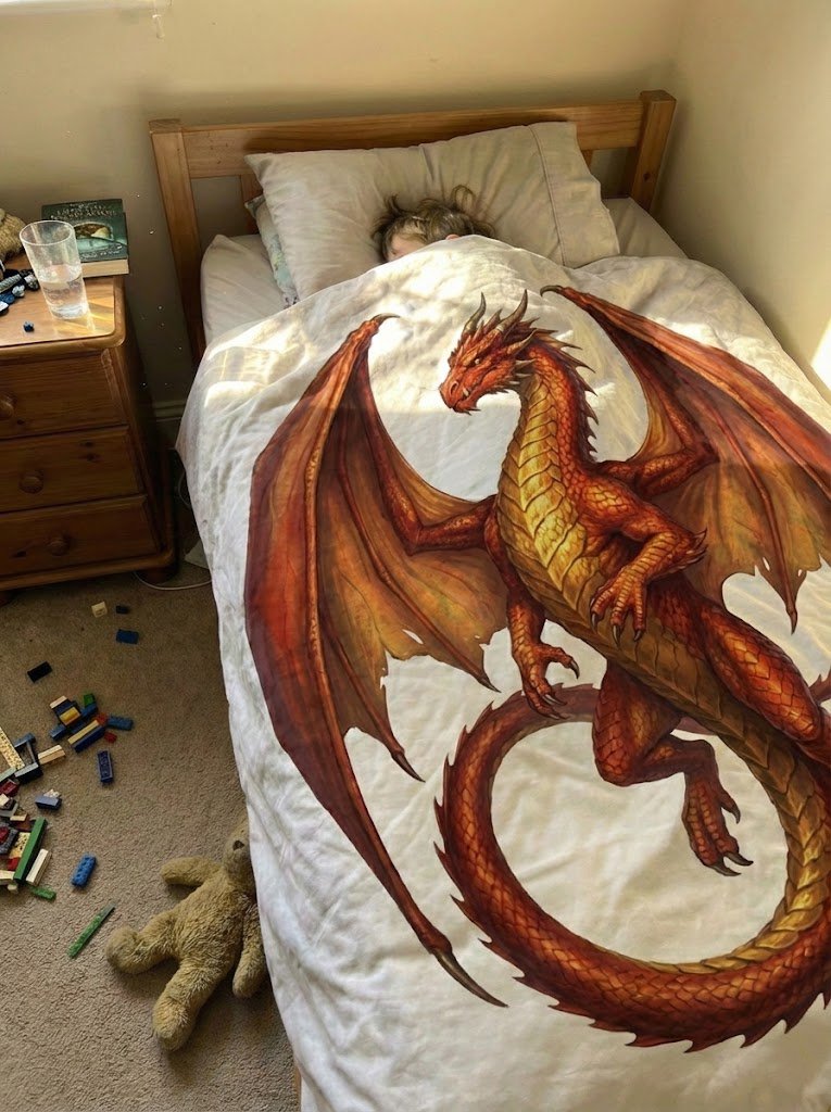 Fantasy Dragon Bedding Set, Majestic Dragon Comforter for Dreamers