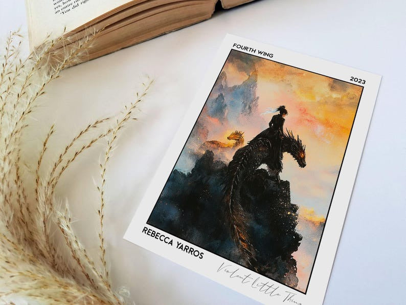Fourth Wing Watercolor Print - Rebecca Yarros Book Art, The Empyrean Poster, Rebecca Yarros Poster, Gift For Fan VLRP06