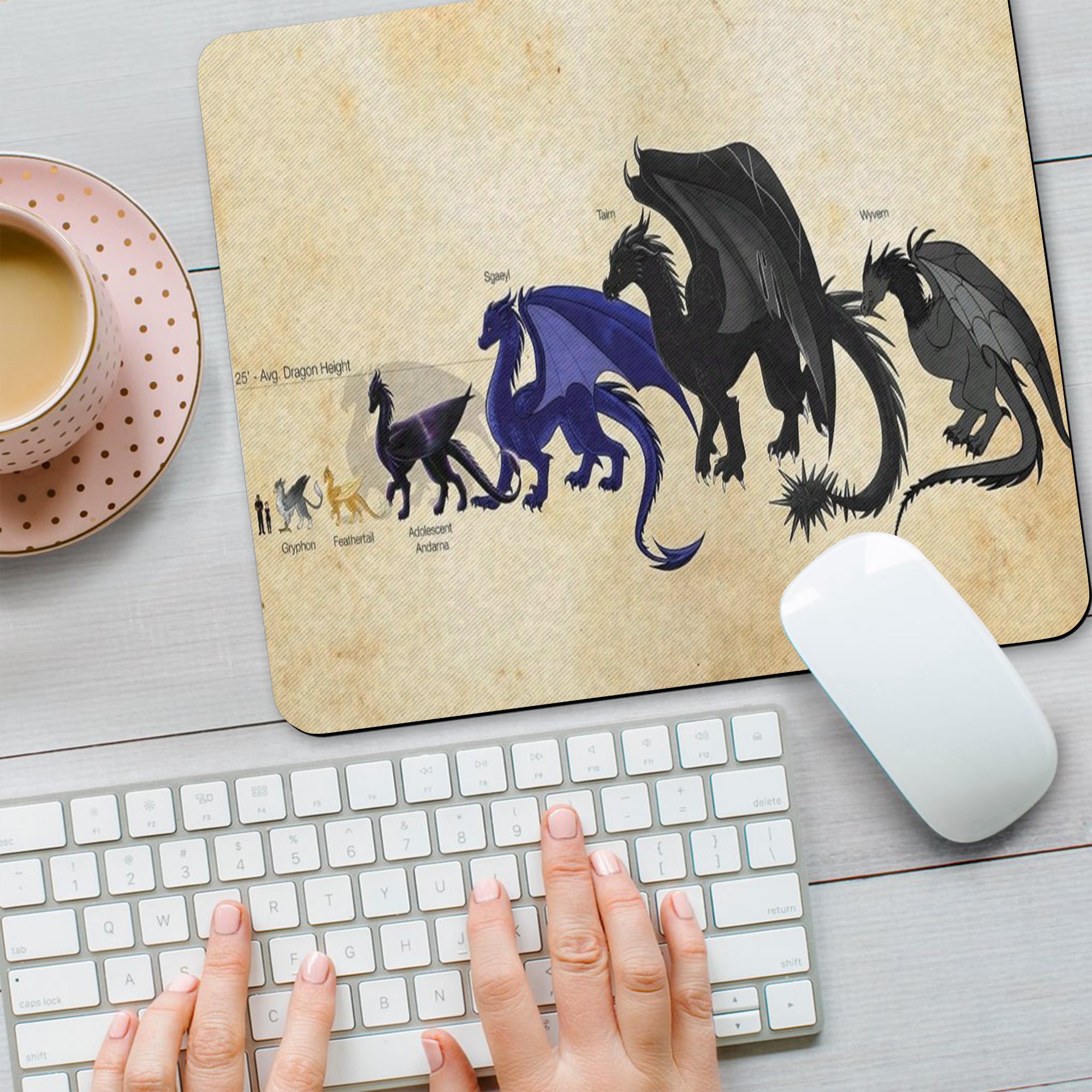 Fourth Wing Dragon Desk Mat, Tairn Andarna Sgaeyl Wyvern Size Chart, Empyrean Series Gaming Desk Pad for Bookish Fans DMVLR04