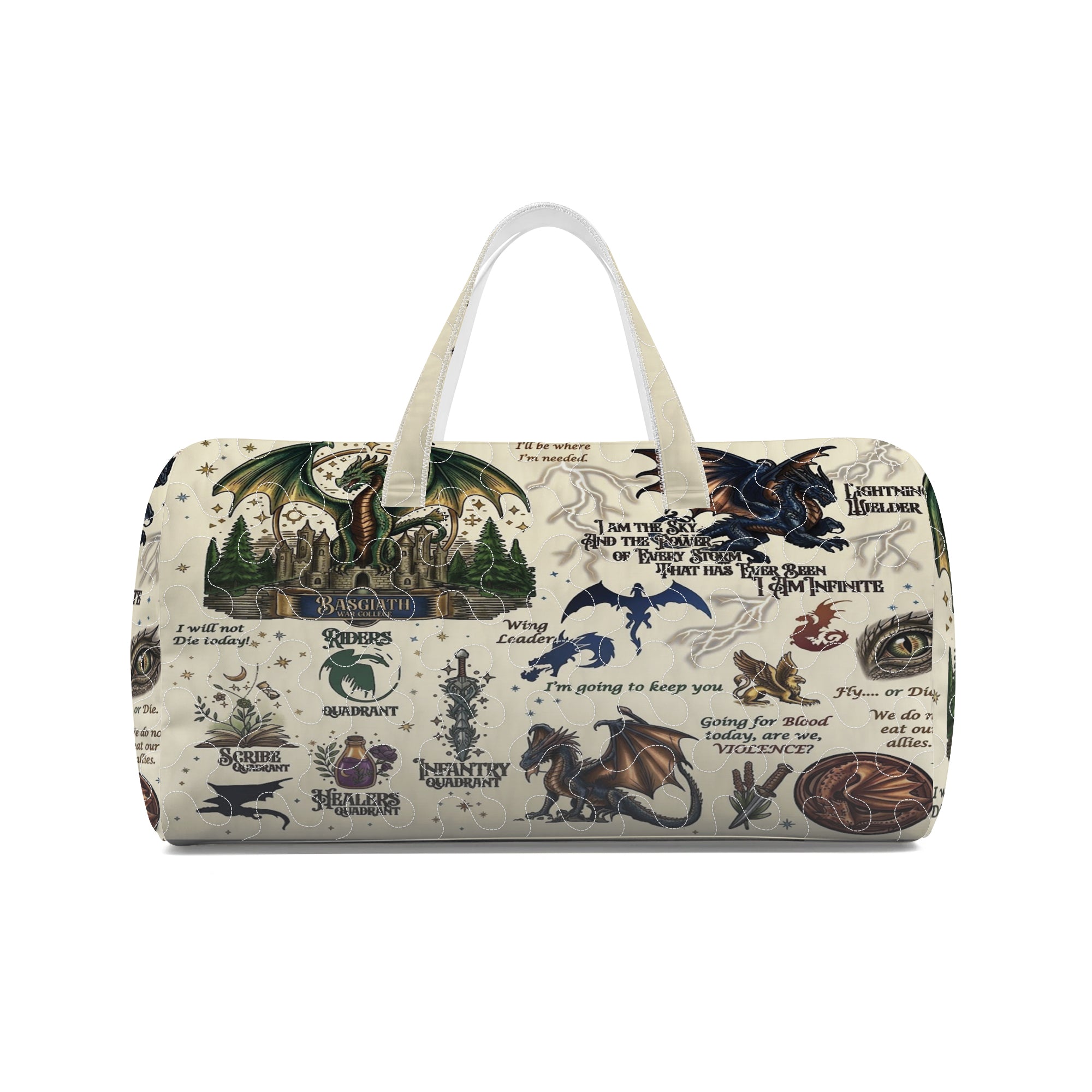 Dragon Fantasy Duffel Bag, Basgiath Inspired Travel Bag, Fourth Wing Reader Gift, Weekender Bag, QTBVLR06