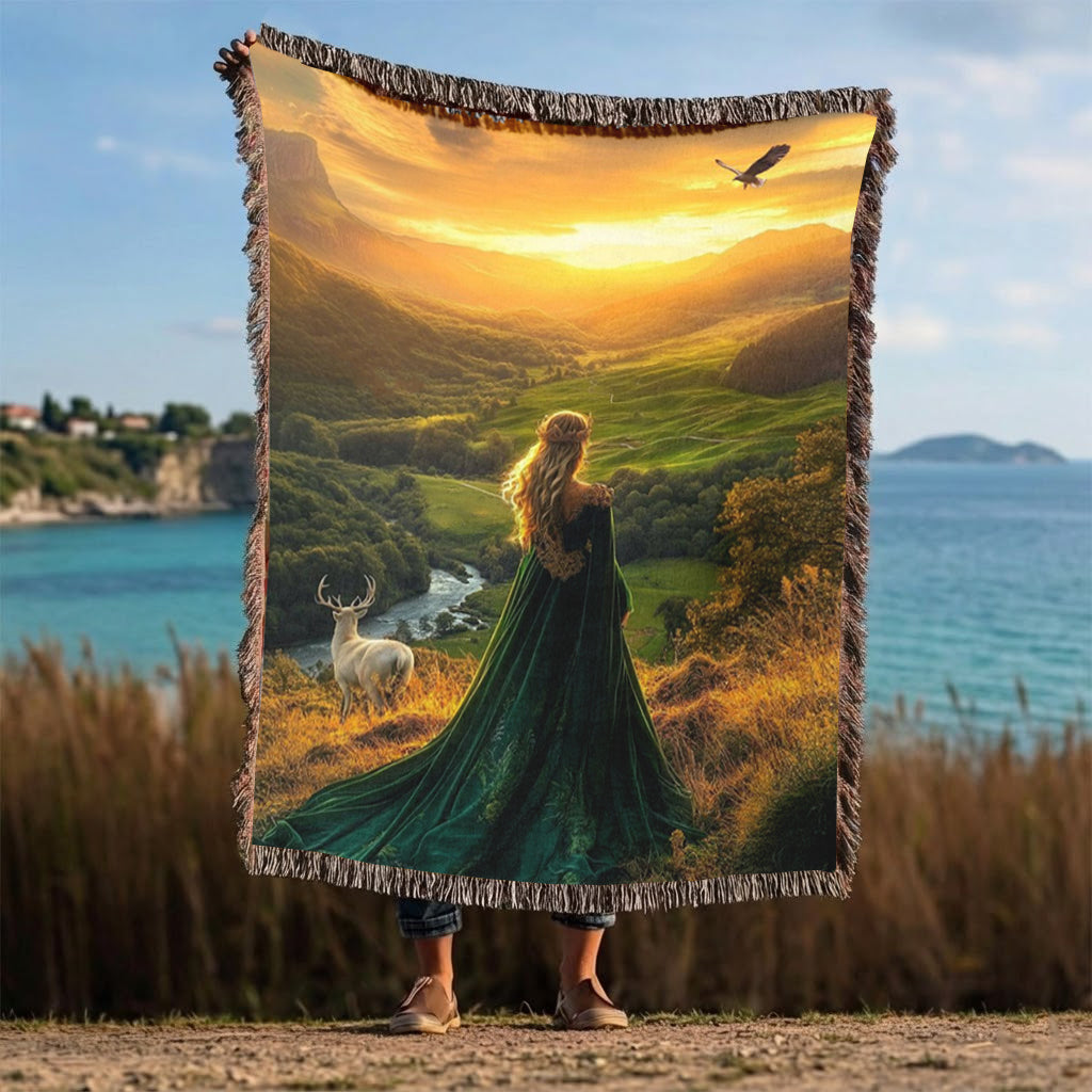 Fantasy Landscape Woven Blanket, Throne of Glass Inspired Throw, Bookish Home Decor, Cozy Gift for Fantasy Readers BKVLR06