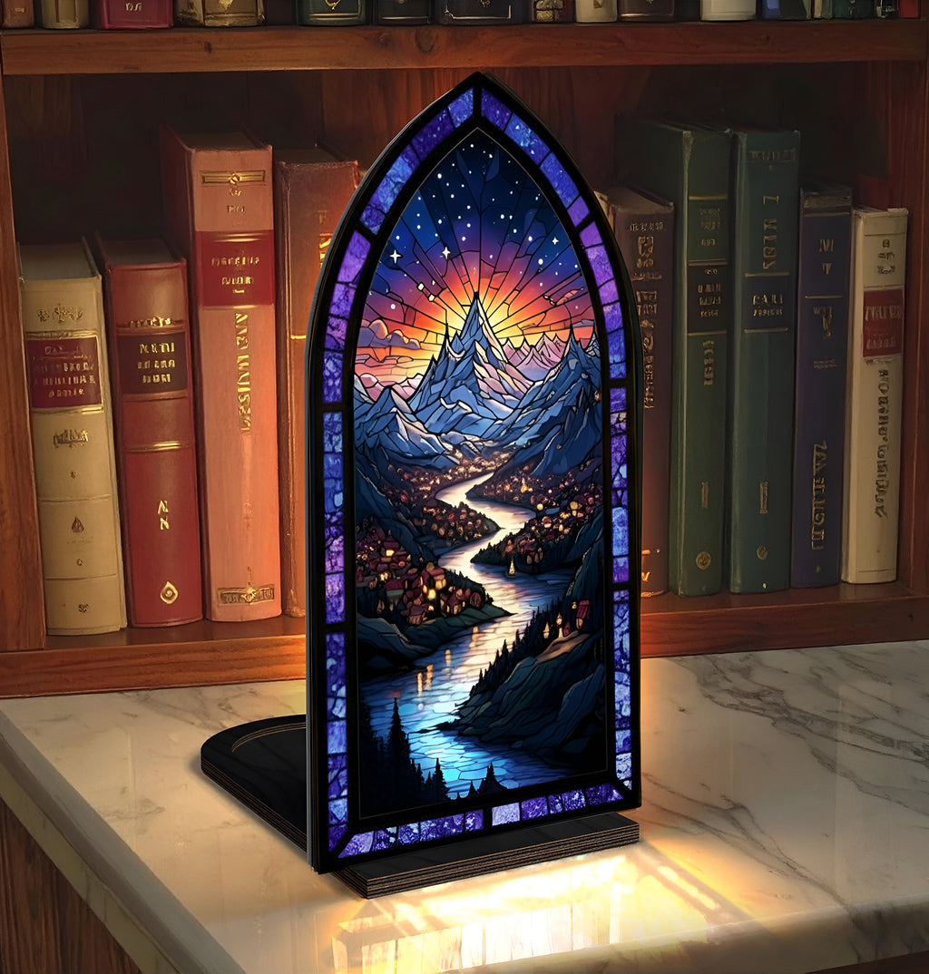 Velaris Night Court Book Nook, ACOTAR Inspired Decor, Starry River and Mountain Scene, Cozy Reading Lamp, Bookish Gift BNVLR25