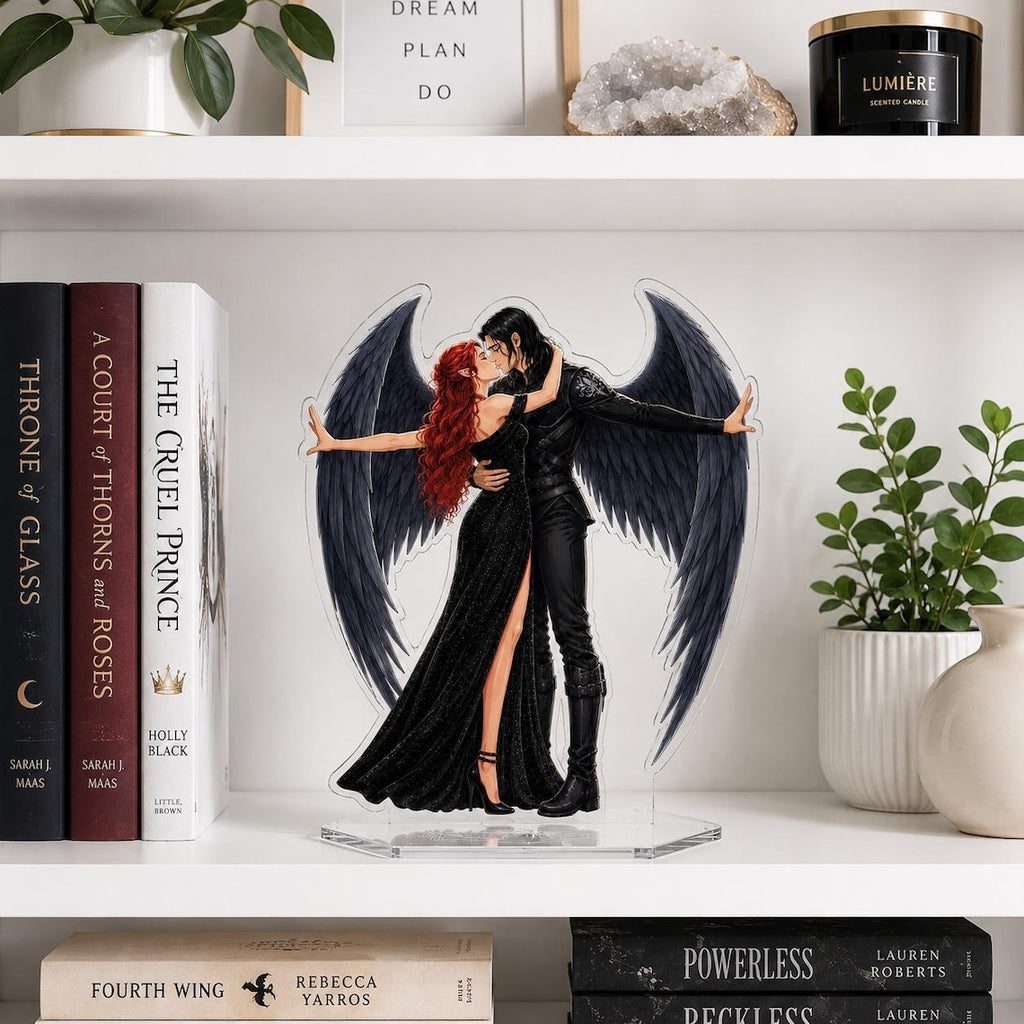 Bryce and Hunt Bookend Standee, Crescent City Angel Couple Shelf Decor, House of Earth and Blood Acrylic Display, Bookish Gift, Book Decor. BSVLAR06
