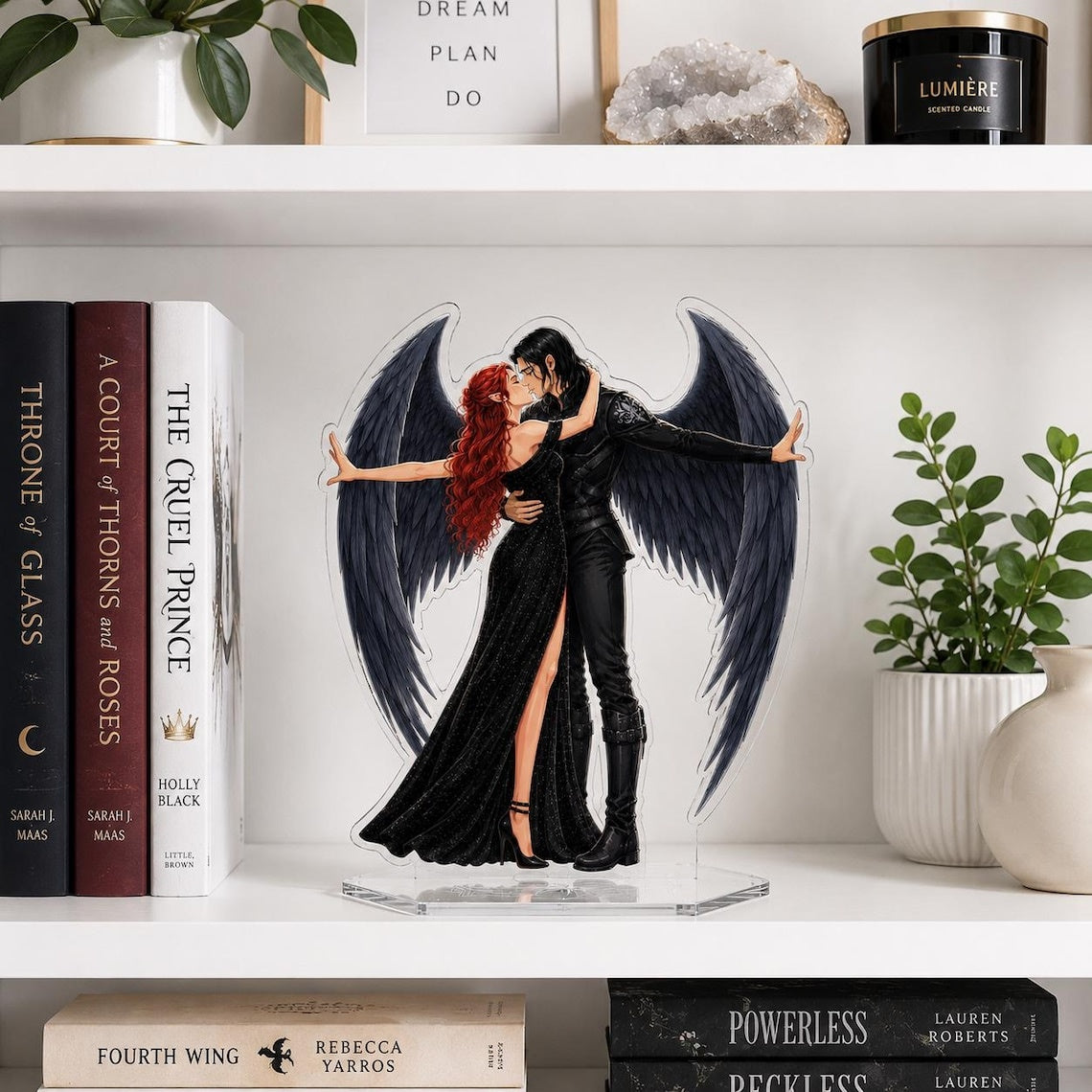 Bryce and Hunt Bookend Standee, Crescent City Angel Couple Shelf Decor, House of Earth and Blood Acrylic Display, Bookish Gift, Book Decor. BSVLAR06