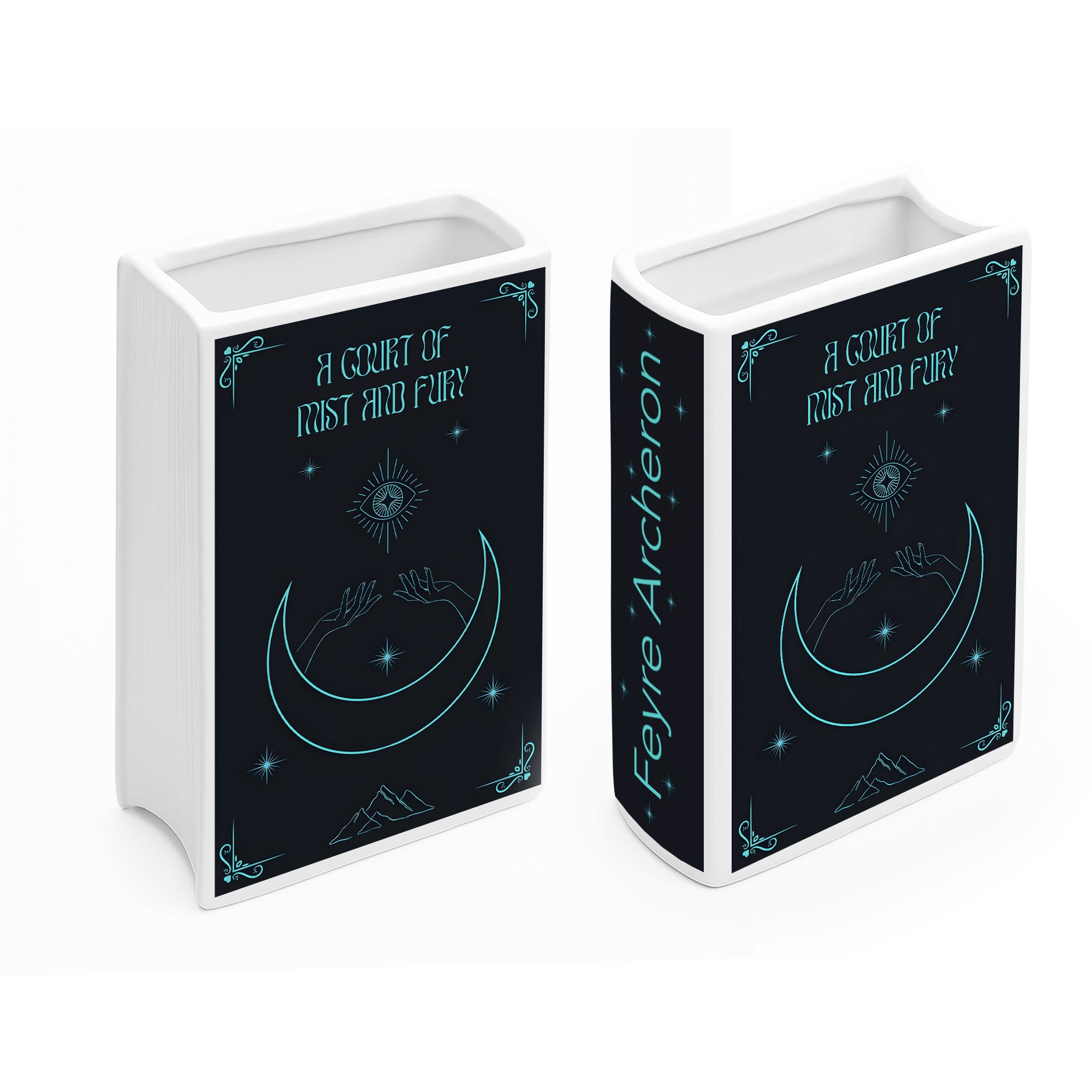 A Court of Mist and Fury Ceramic Book Vase, Fantasy Romance Decor, Night Court Moon Magic Aesthetic Gift for Book Lovers CVVRL04