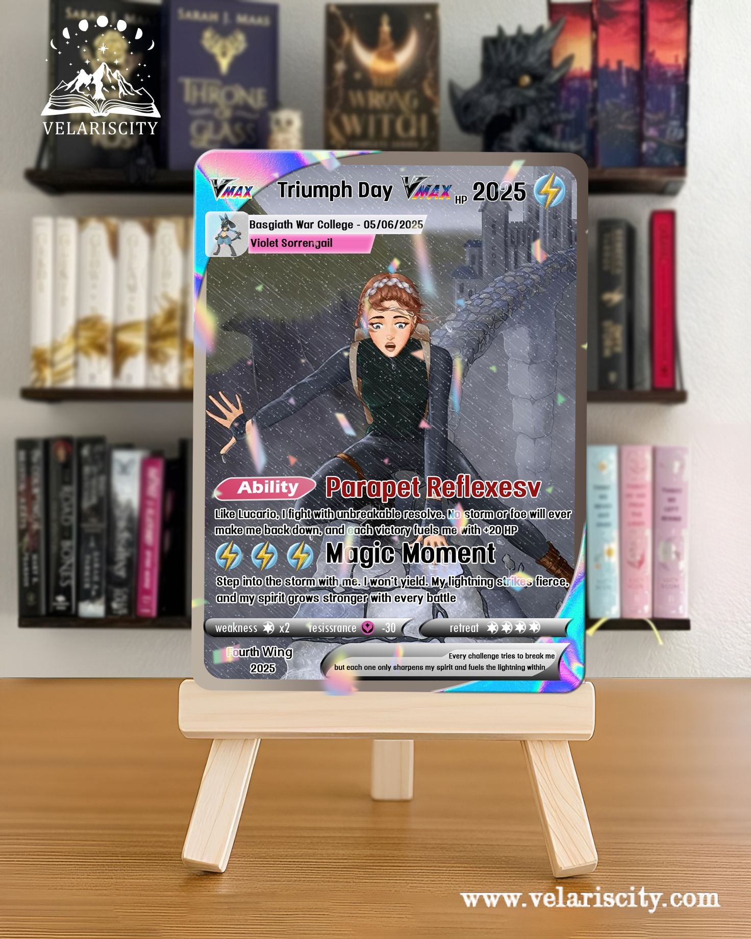 Violet Lightning Rider Custom Card, Fourth Wing Courage Day, Fantasy Collectible Gift, Unique Gift for Fans CVLR06
