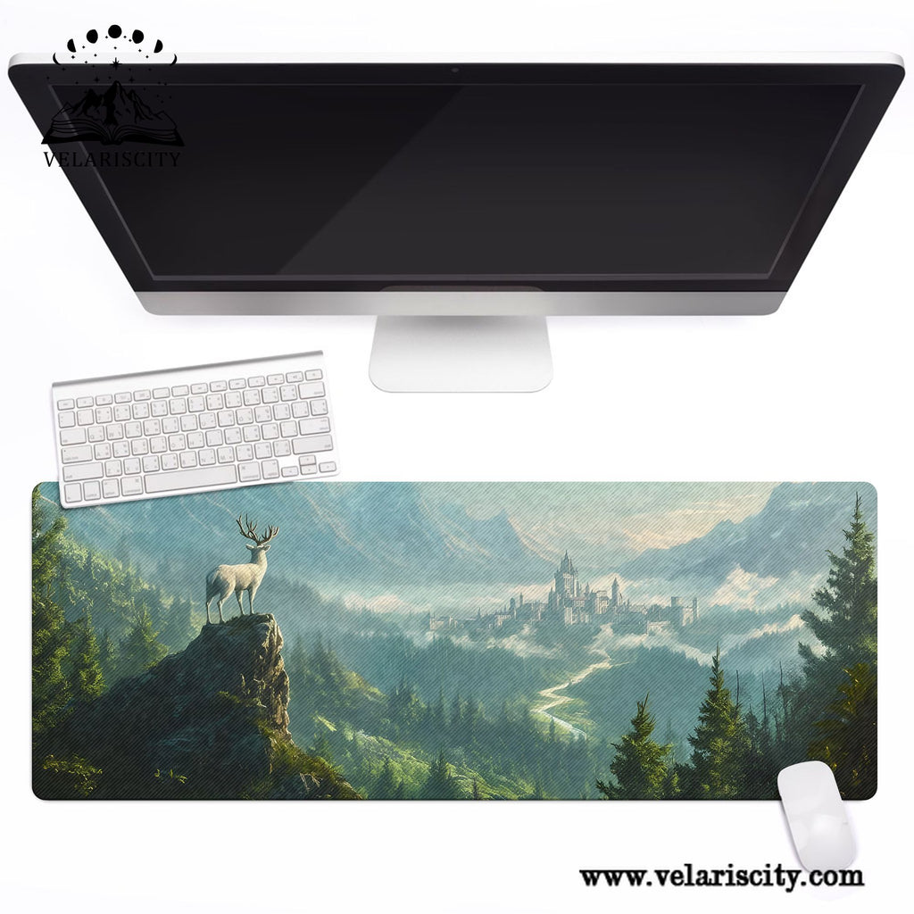 Throne of Glass Terrasen Desk Mat, White Stag Fantasy Landscape Desk Pad, Sarah J. Maas Bookish Mouse Pad DMVLR16