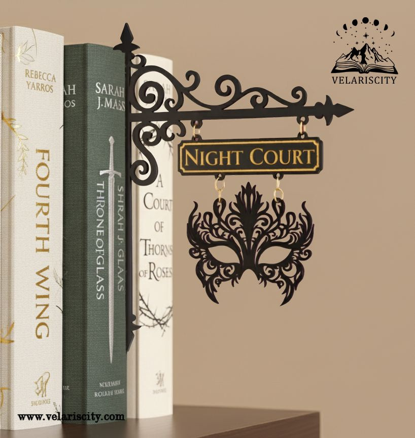 Night Court Book Tavern Sign, ACOTAR Inspired Masquerade Wooden Book Tracker, Velaris Fantasy Decor, Bookish Wall Hanging, Gift for Readers BSVLR26
