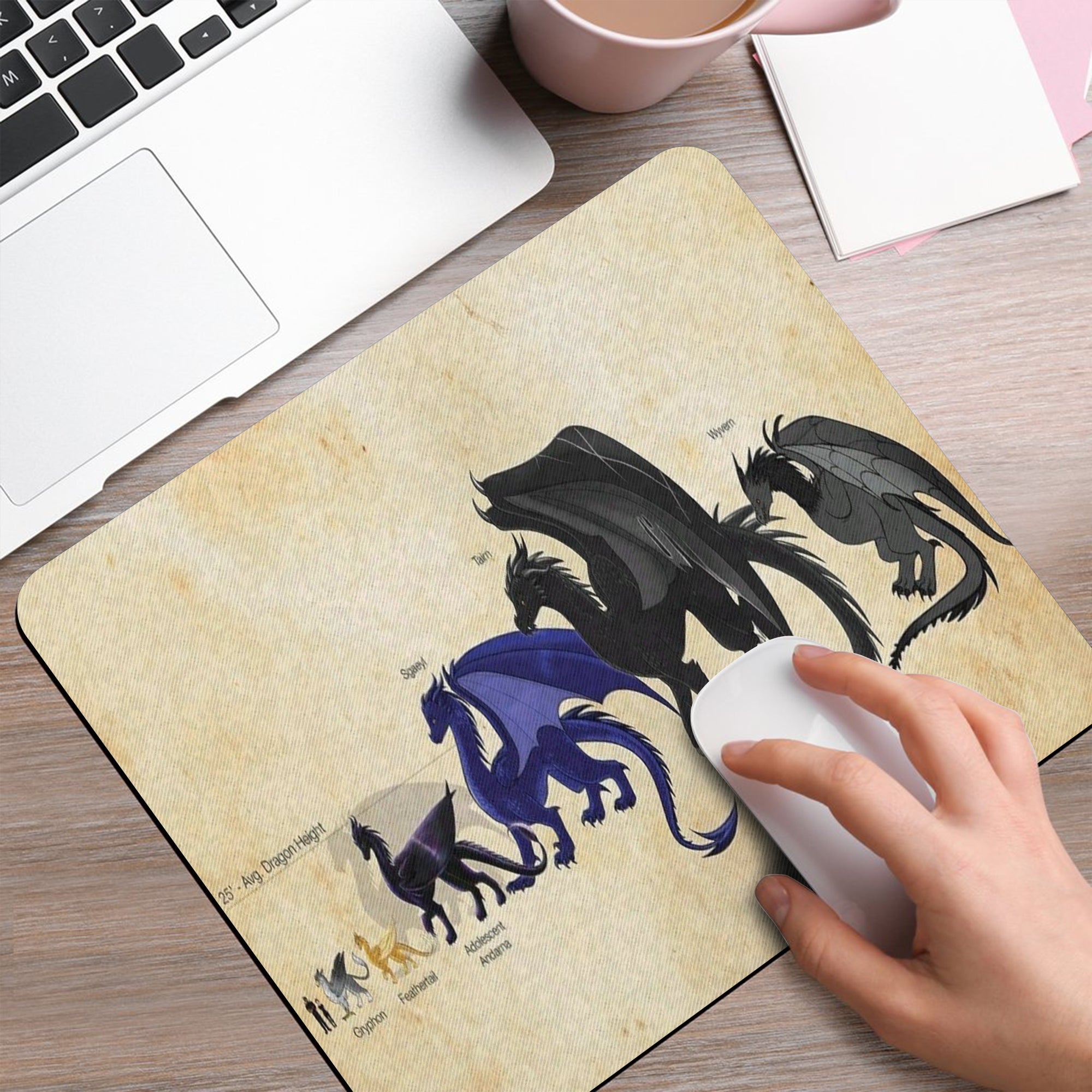 Fourth Wing Dragon Desk Mat, Tairn Andarna Sgaeyl Wyvern Size Chart, Empyrean Series Gaming Desk Pad for Bookish Fans DMVLR04