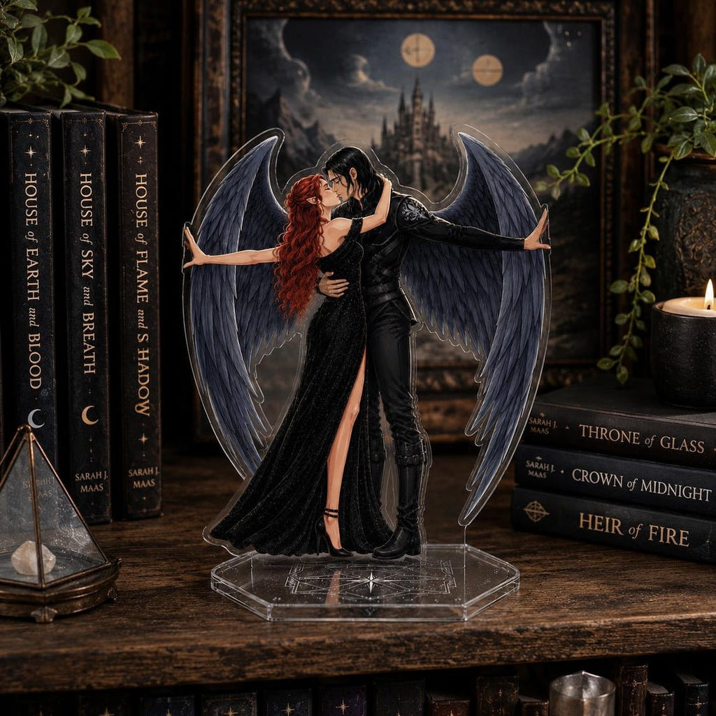 Bryce and Hunt Bookend Standee, Crescent City Angel Couple Shelf Decor, House of Earth and Blood Acrylic Display, Bookish Gift, Book Decor. BSVLAR06