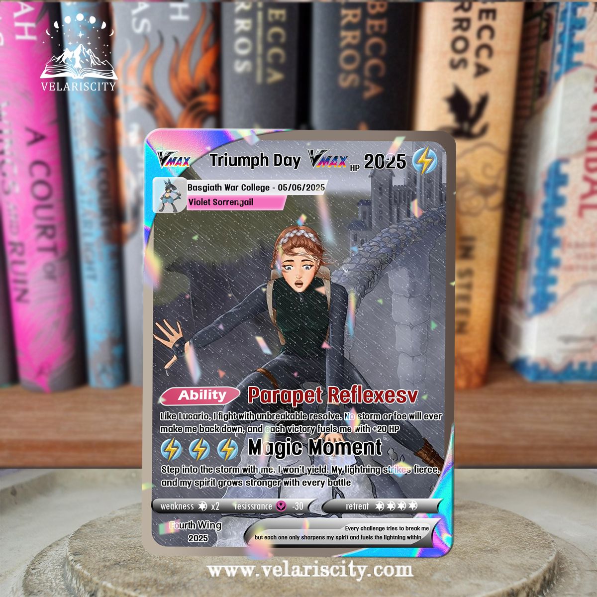 Violet Lightning Rider Custom Card, Fourth Wing Courage Day, Fantasy Collectible Gift, Unique Gift for Fans CVLR06
