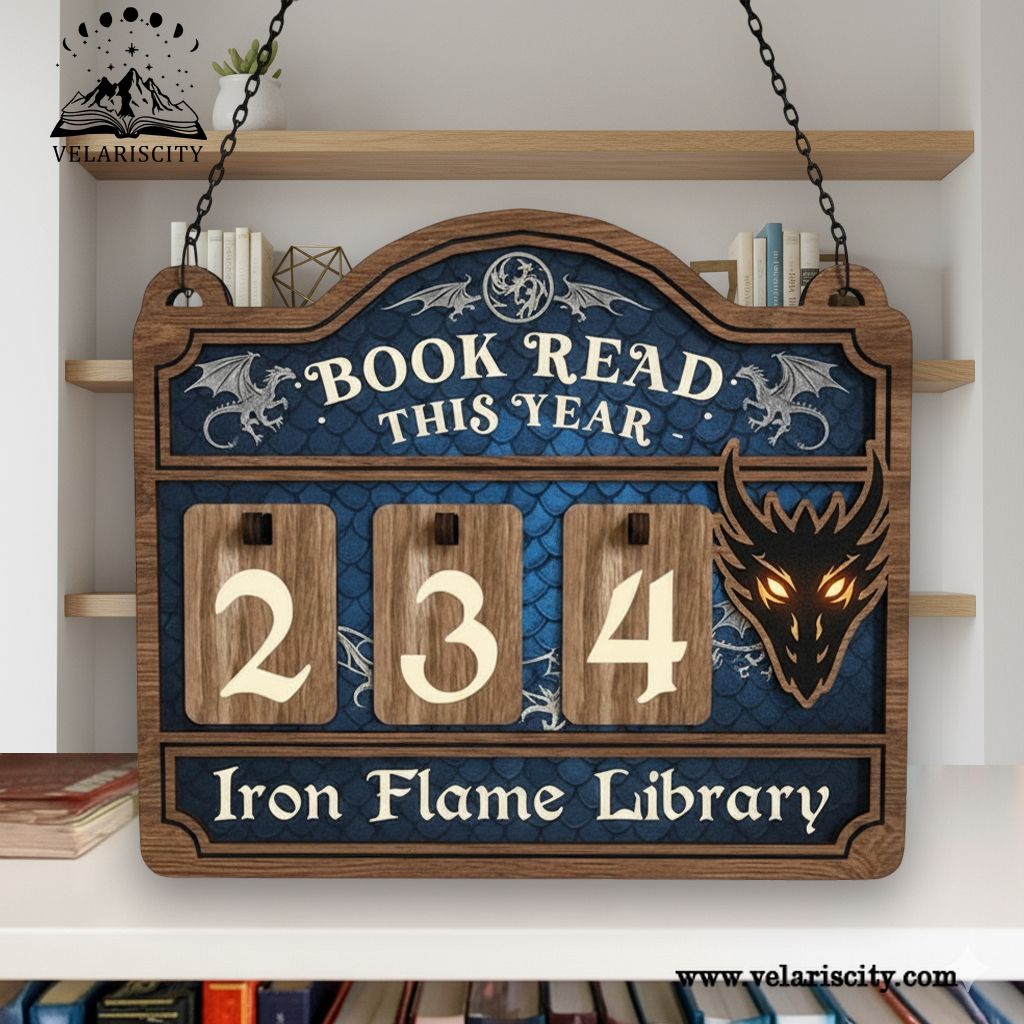 Iron Flame Book Tracker Sign, Fourth Wing Book Decor, Dragon Bookish Wall Sign, Fantasy Book Lover Gift, Book Gifts Decor BTVLR05