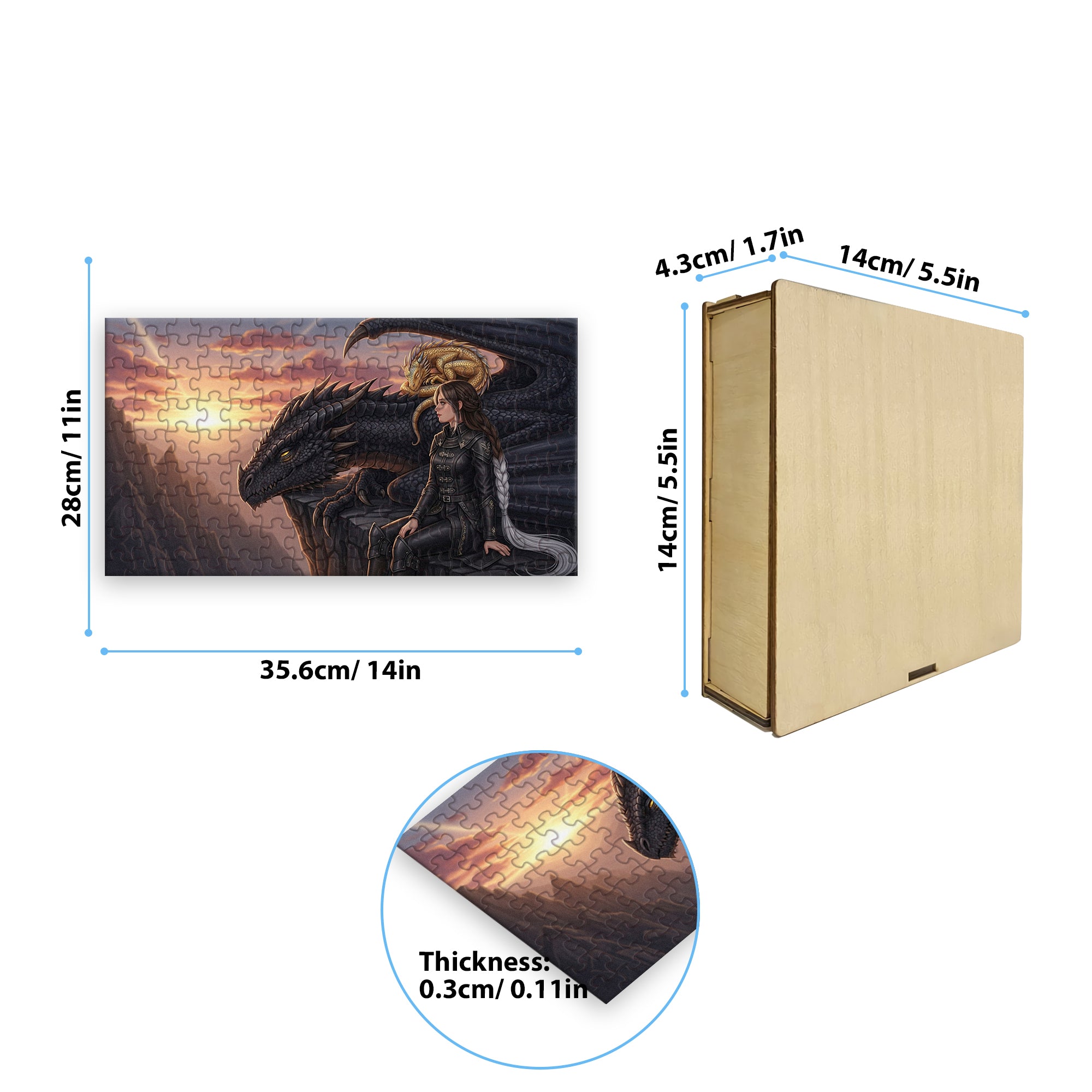 Fourth Wing Puzzle Violet with Dragons Tairn & Andarna, Fantasy Wooden Jigsaw Puzzle Bookish Gift PVLR06