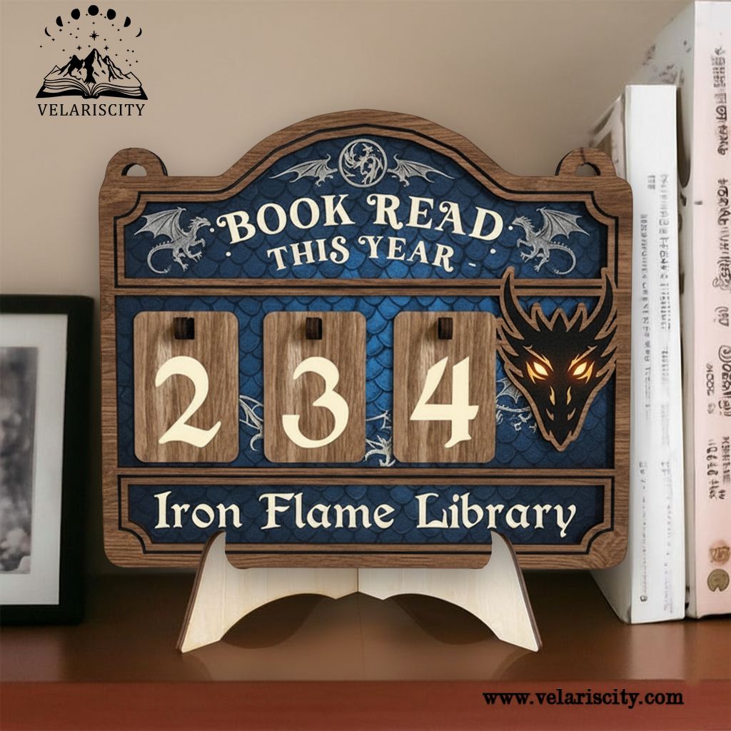 Iron Flame Book Tracker Sign, Fourth Wing Book Decor, Dragon Bookish Wall Sign, Fantasy Book Lover Gift, Book Gifts Decor BTVLR05