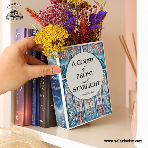 A Court of Frost and Starlight Ceramic Book Vase, Fantasy Book Decor, ACOTAR Book Lover Gift, Stained Glass Style Home Accent CVVLR35