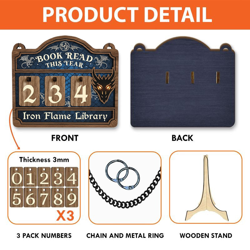 Iron Flame Book Tracker Sign, Fourth Wing Book Decor, Dragon Bookish Wall Sign, Fantasy Book Lover Gift, Book Gifts Decor BTVLR05