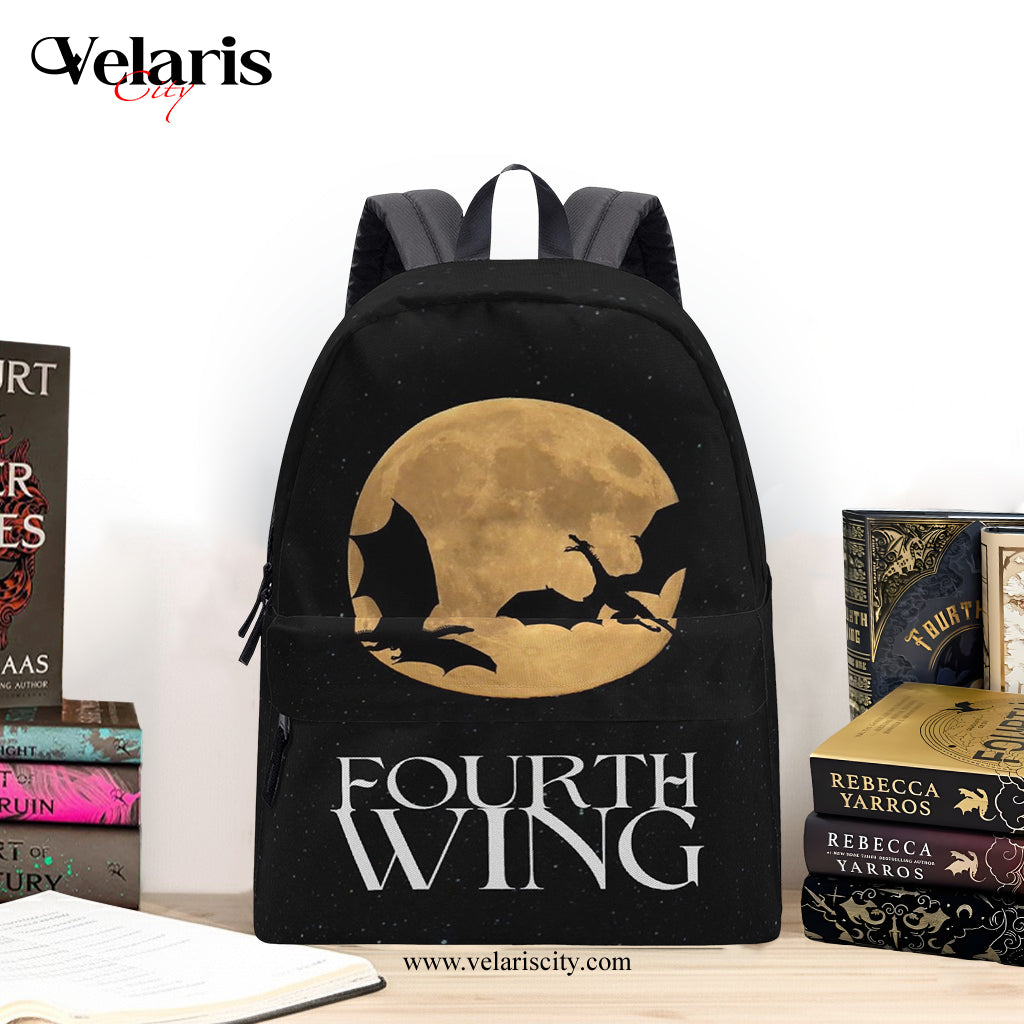 Fourth Wing Dragon Silhouette Backpack, Fantasy Night Sky Design, Book Lover Gift BPVLR58