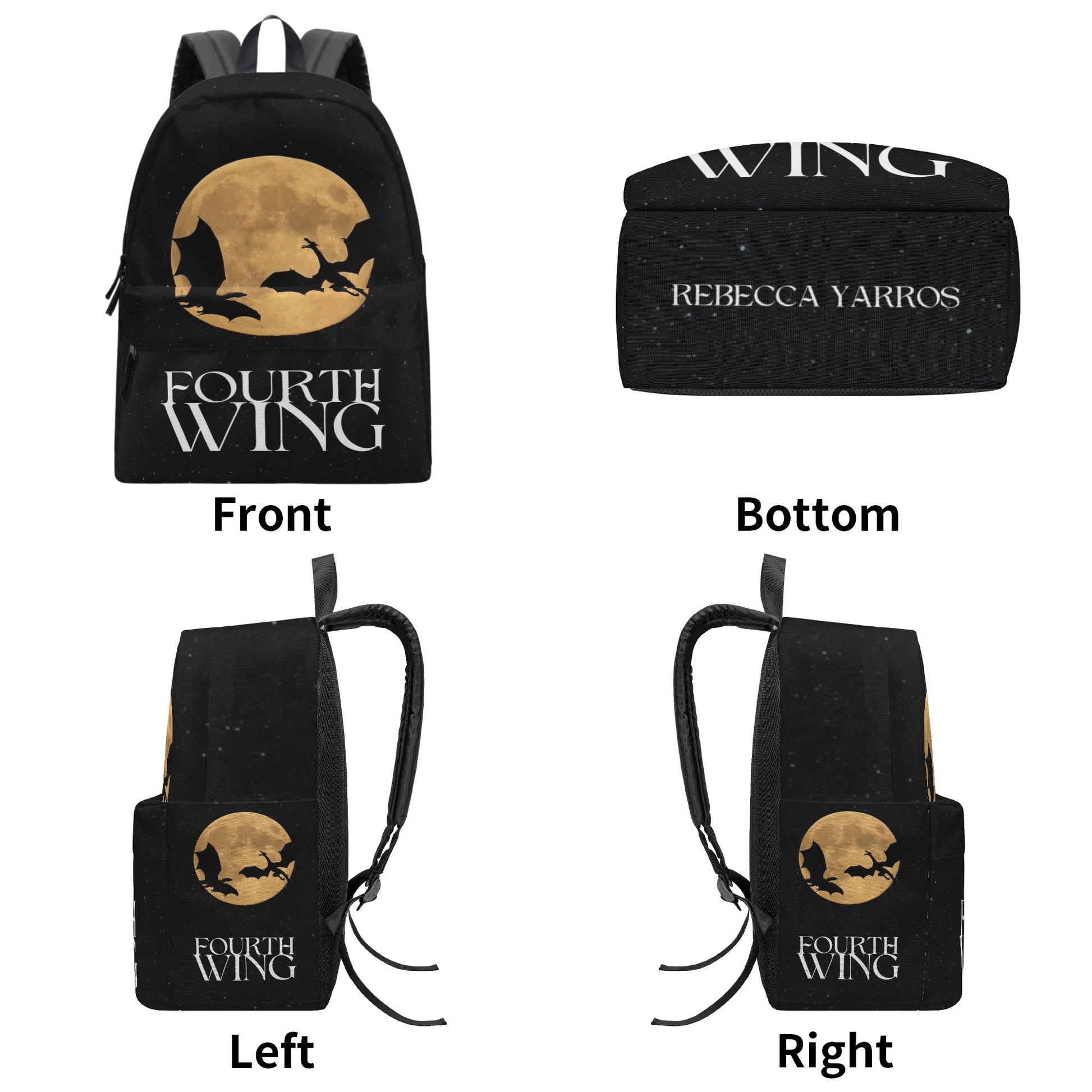 Fourth Wing Dragon Silhouette Backpack, Fantasy Night Sky Design, Book Lover Gift BPVLR58