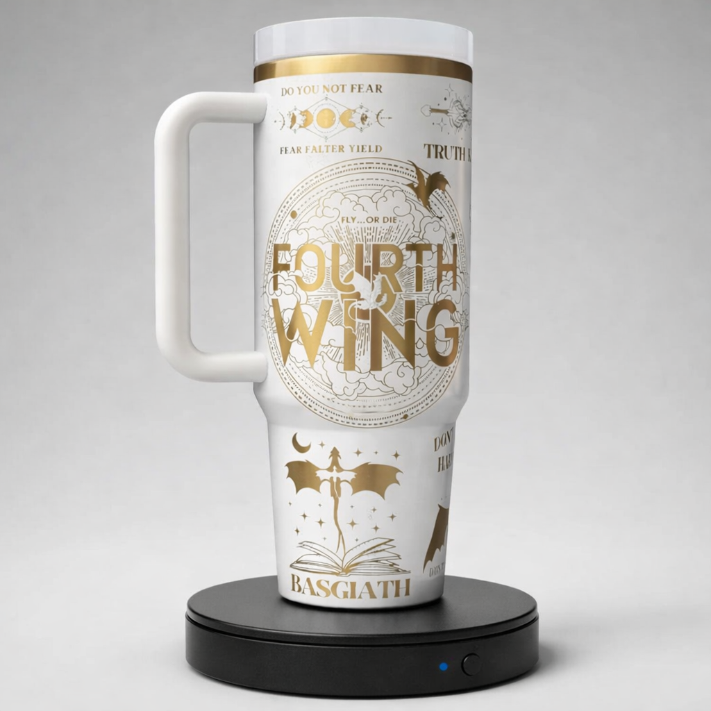 Fourth Wing Bath College 30oz/40oz Stainless Steel Mug with Engraved Dragon Riding Design, VLR58