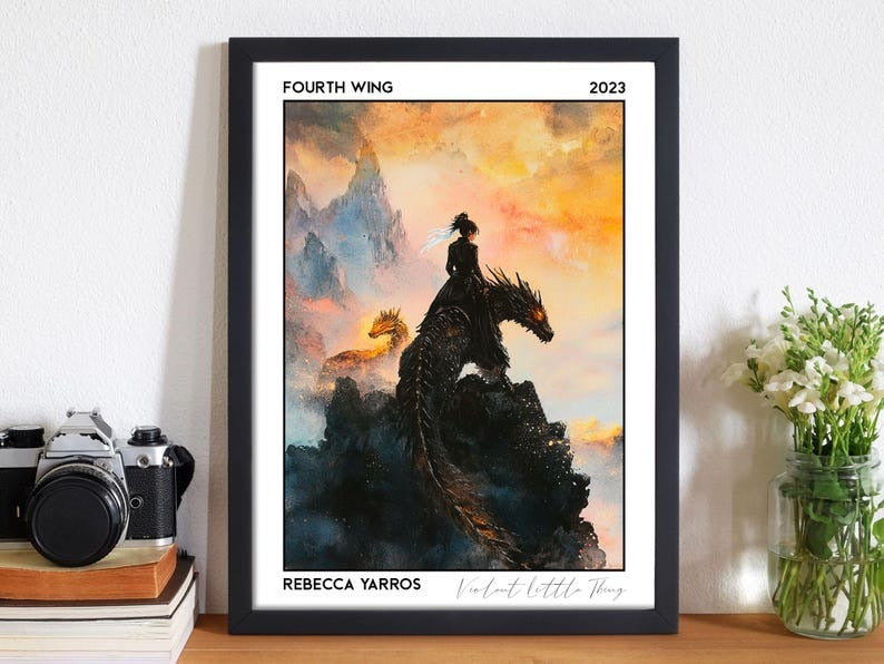 Fourth Wing Watercolor Print - Rebecca Yarros Book Art, The Empyrean Poster, Rebecca Yarros Poster, Gift For Fan VLRP06