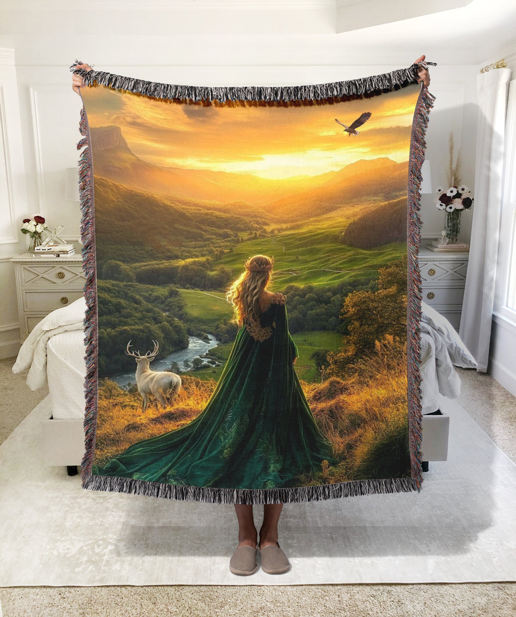 Fantasy Landscape Woven Blanket, Throne of Glass Inspired Throw, Bookish Home Decor, Cozy Gift for Fantasy Readers BKVLR06