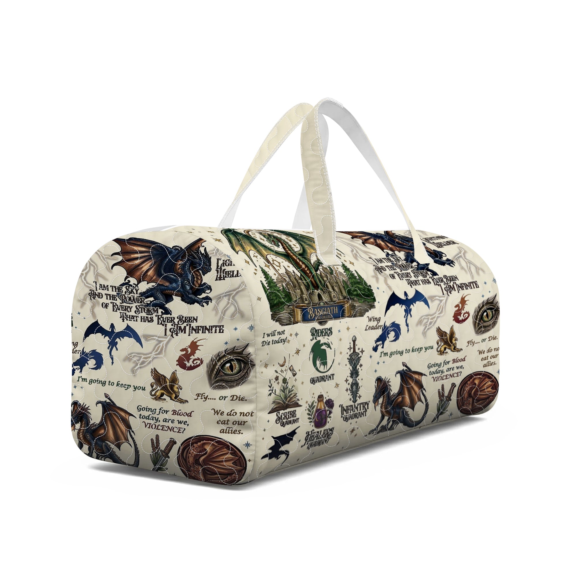 Dragon Fantasy Duffel Bag, Basgiath Inspired Travel Bag, Fourth Wing Reader Gift, Weekender Bag, QTBVLR06