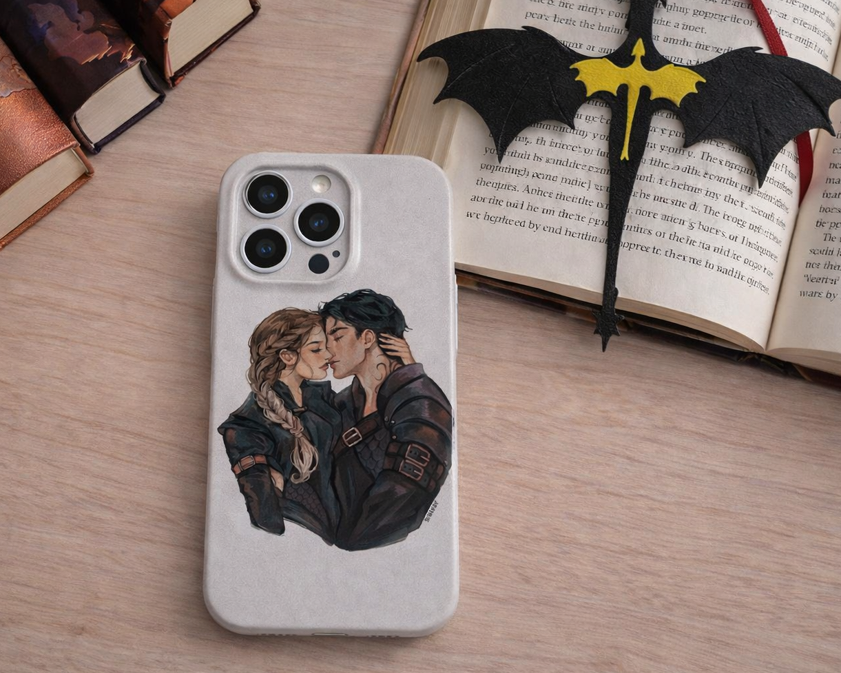 Violet and Xaden Phone Case, Fourth Wing Inspired Design, Romantic Artwork of Violet and Xaden, Unique Fantasy Accessory for Fans PCVLR80