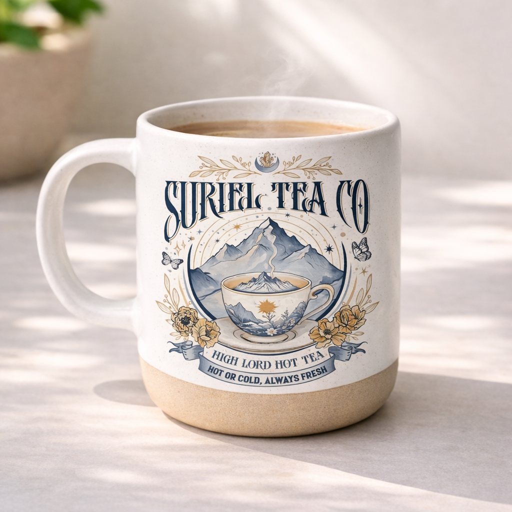 Suriel Tea Co Quote Mug, High Lord Hot Tea Ceramic Coffee Cup, ACOTAR Inspired Fantasy Reader Gift