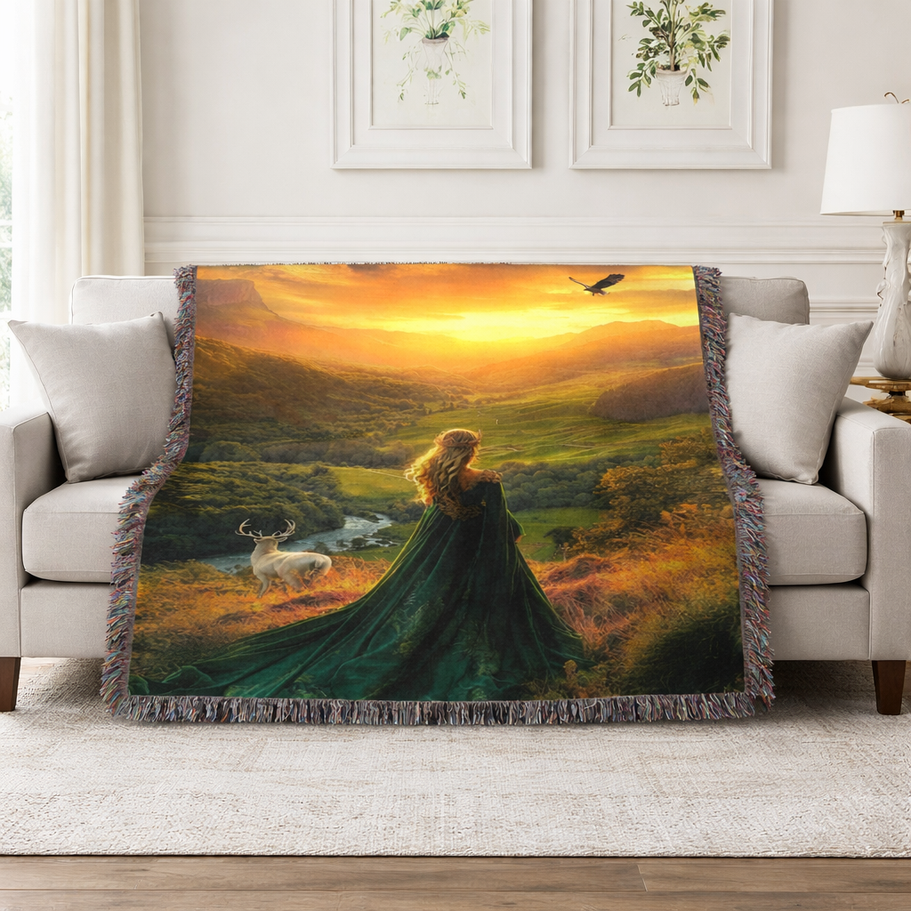 Fantasy Landscape Woven Blanket, Throne of Glass Inspired Throw, Bookish Home Decor, Cozy Gift for Fantasy Readers BKVLR06