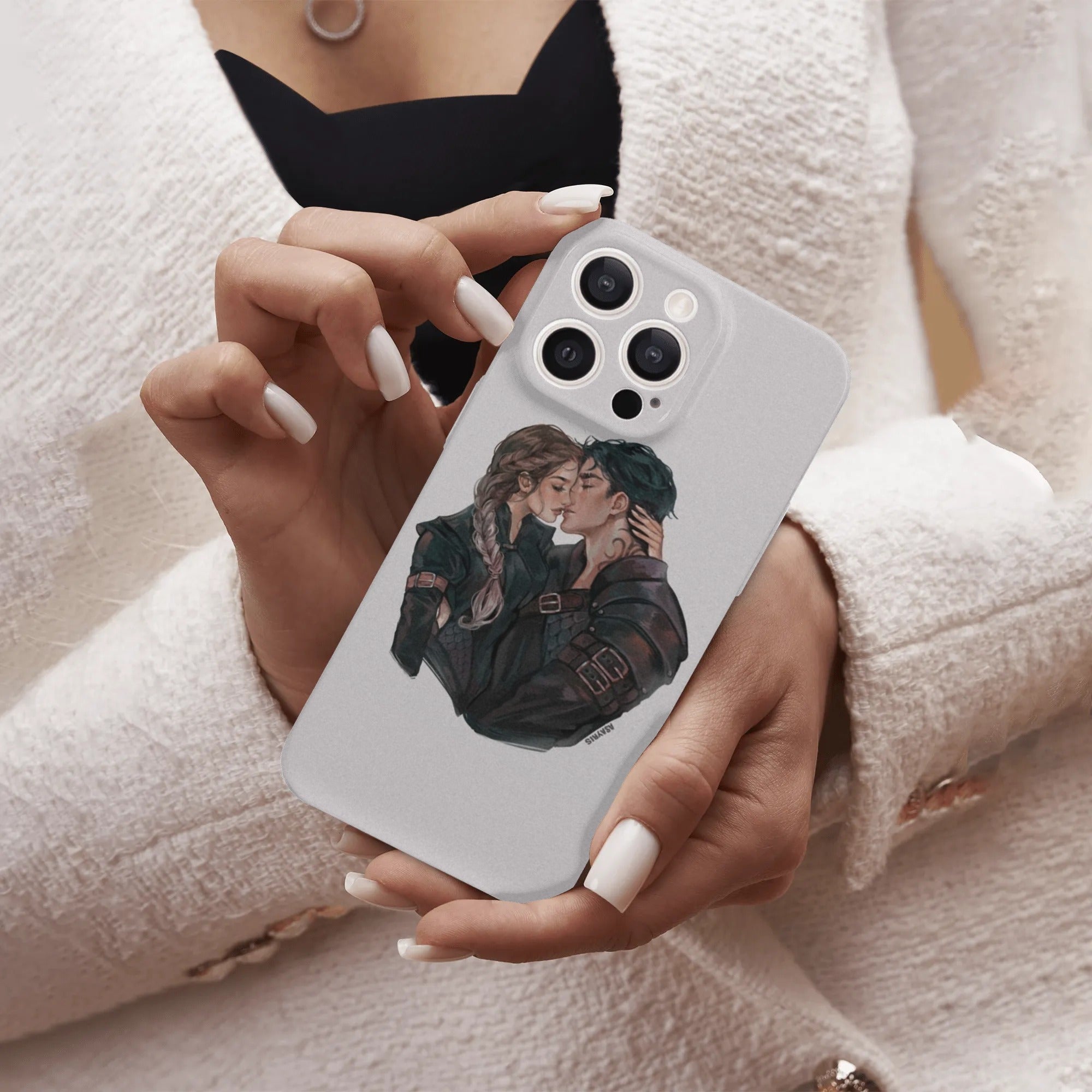 Violet and Xaden Phone Case, Fourth Wing Inspired Design, Romantic Artwork of Violet and Xaden, Unique Fantasy Accessory for Fans PCVLR80