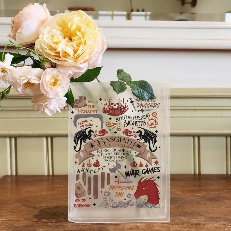 Fourth Wing Book Vase, Basgiath War College Acrylic Vase, Dragon Rider Decor, Fantasy Bookshelf Vase, Romantasy Room Decoration,Bookish Gift VLRBV40