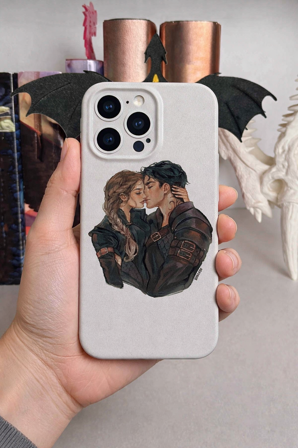 Violet and Xaden Phone Case, Fourth Wing Inspired Design, Romantic Artwork of Violet and Xaden, Unique Fantasy Accessory for Fans PCVLR80