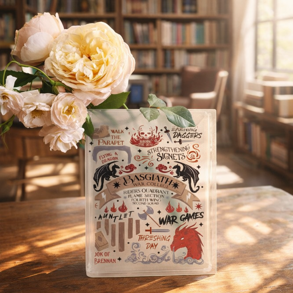 Fourth Wing Book Vase, Basgiath War College Acrylic Vase, Dragon Rider Decor, Fantasy Bookshelf Vase, Romantasy Room Decoration,Bookish Gift VLRBV40