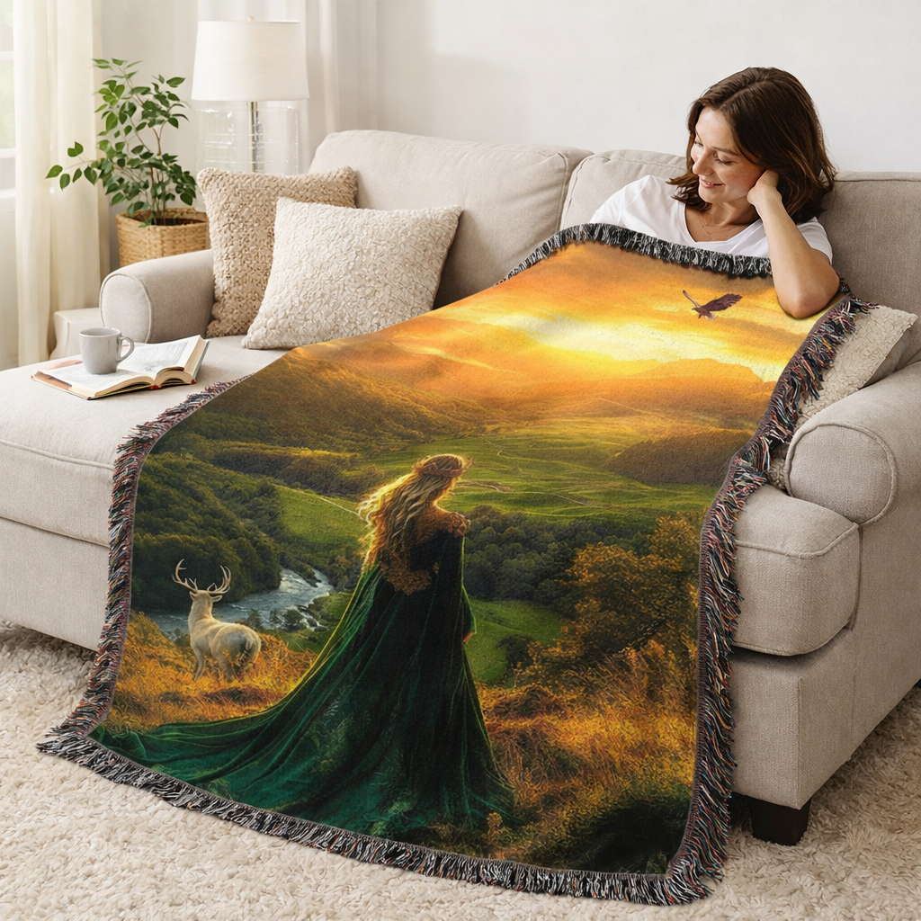 Fantasy Landscape Woven Blanket, Throne of Glass Inspired Throw, Bookish Home Decor, Cozy Gift for Fantasy Readers BKVLR06