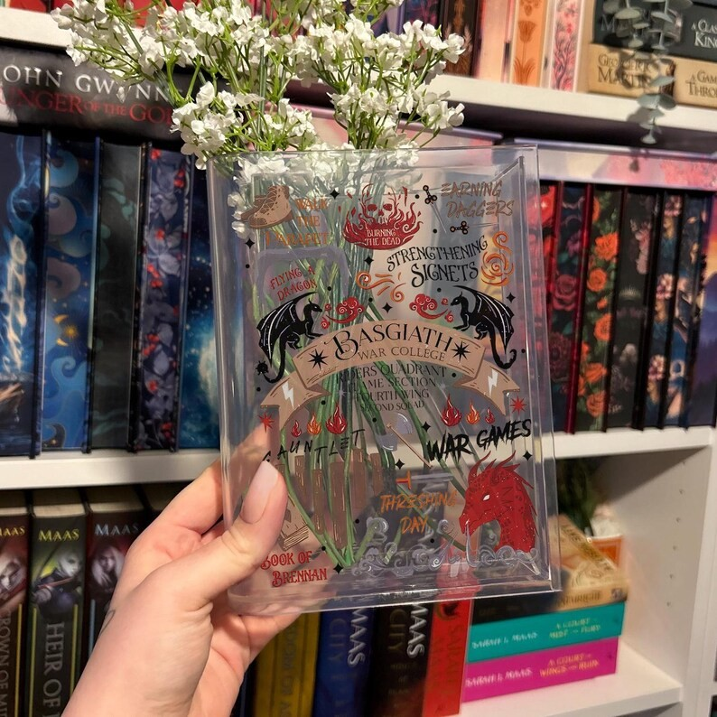 Fourth Wing Book Vase, Basgiath War College Acrylic Vase, Dragon Rider Decor, Fantasy Bookshelf Vase, Romantasy Room Decoration,Bookish Gift VLRBV40