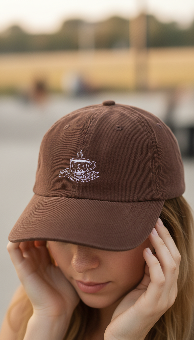 Suriel Tea Co Corduroy Dad Hat, ACOTAR Inspired Embroidered Cap, Bookish Fantasy Gift for Readers VLRH19