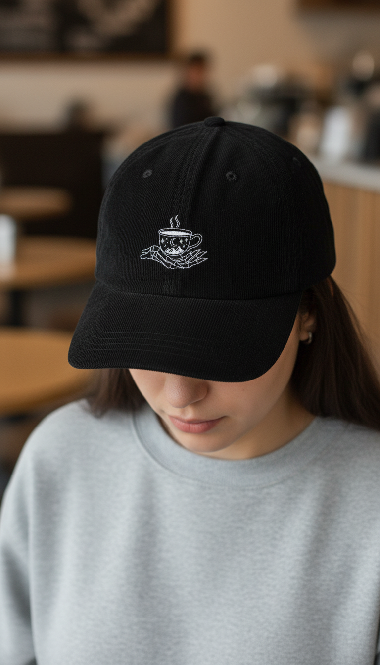 Suriel Tea Co Corduroy Dad Hat, ACOTAR Inspired Embroidered Cap, Bookish Fantasy Gift for Readers VLRH19