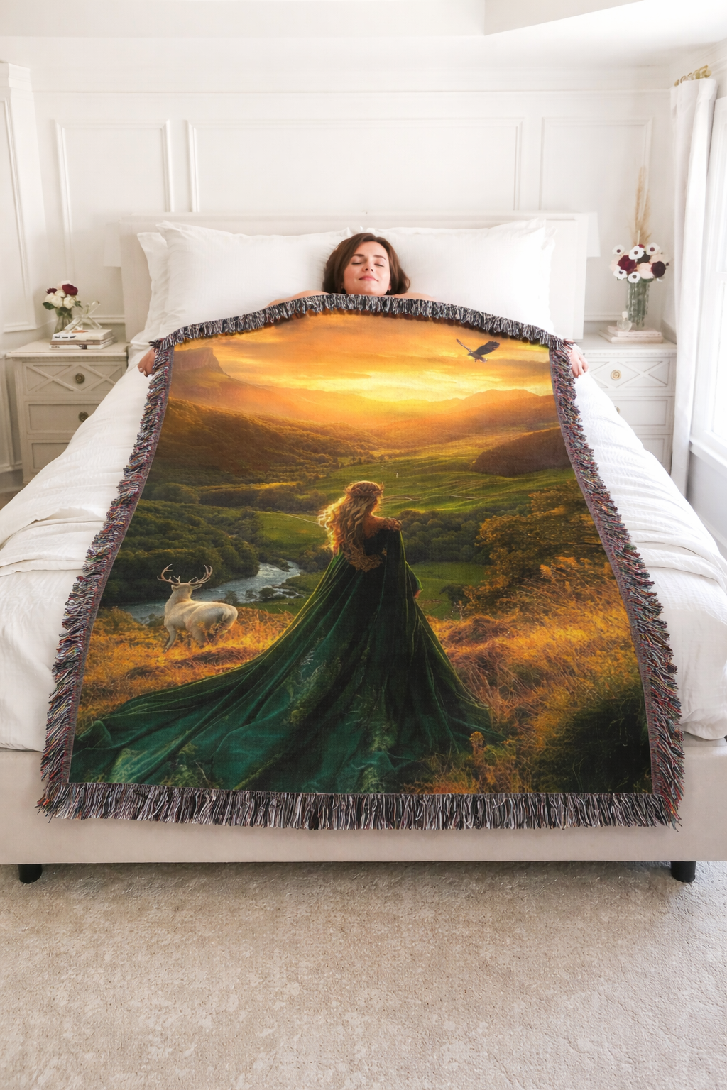 Fantasy Landscape Woven Blanket, Throne of Glass Inspired Throw, Bookish Home Decor, Cozy Gift for Fantasy Readers BKVLR06
