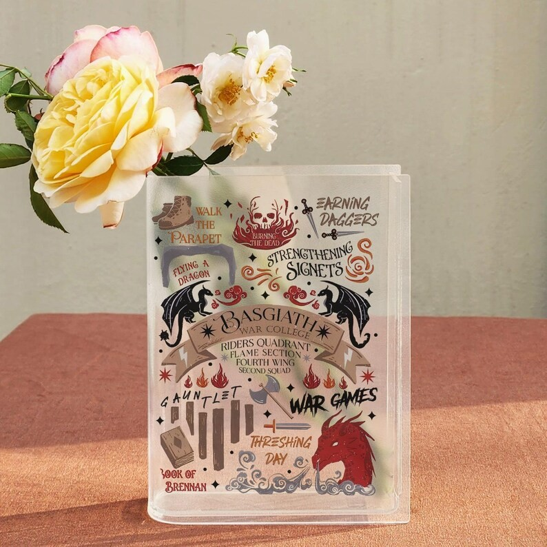 Fourth Wing Book Vase, Basgiath War College Acrylic Vase, Dragon Rider Decor, Fantasy Bookshelf Vase, Romantasy Room Decoration,Bookish Gift VLRBV40