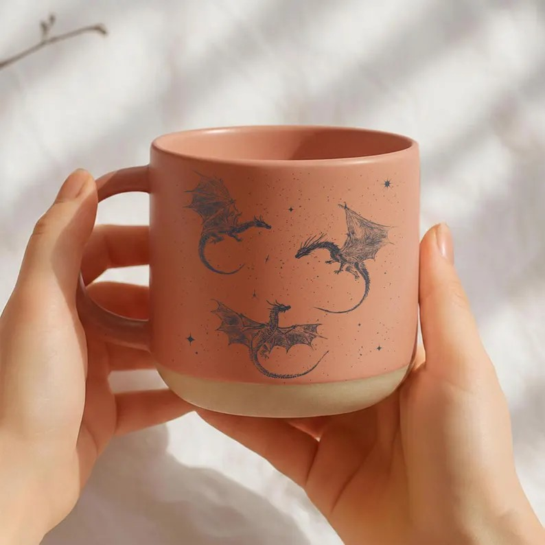 Fourth Wing Pottery Mug, Basgiath War College Mug, Fourth Wing Inspired, Fantasy Reader Gifts, Romantasy Reader Mug, Bookish Dragon Mug PMVLR06
