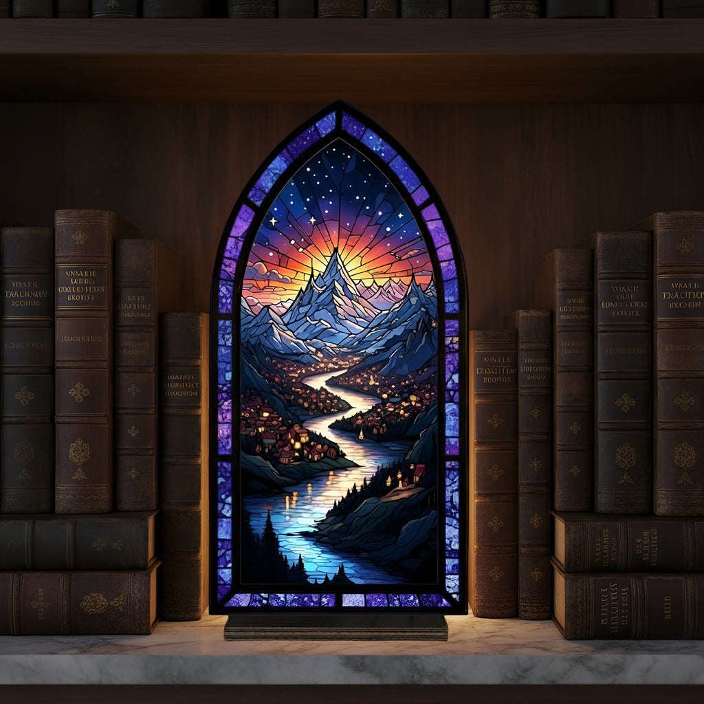 Velaris Night Court Book Nook, ACOTAR Inspired Decor, Starry River and Mountain Scene, Cozy Reading Lamp, Bookish Gift BNVLR25