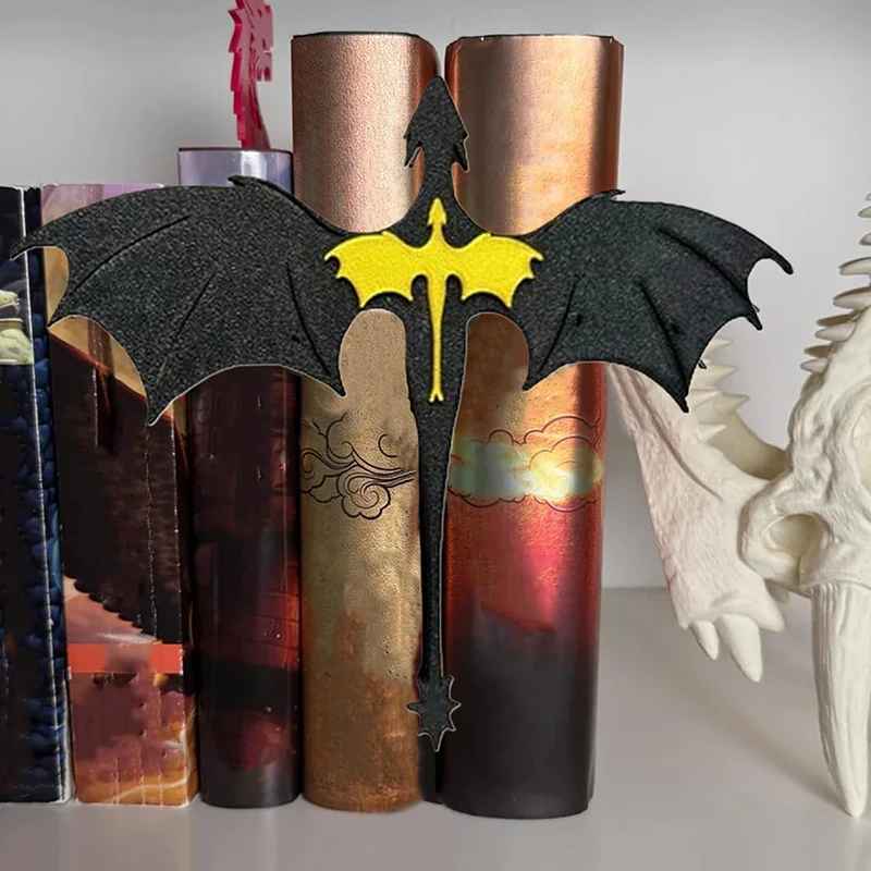Fourth Wing Double Dragon BOOK INSERT, Bookmark, Book Accessory, Black and Gold Dragons