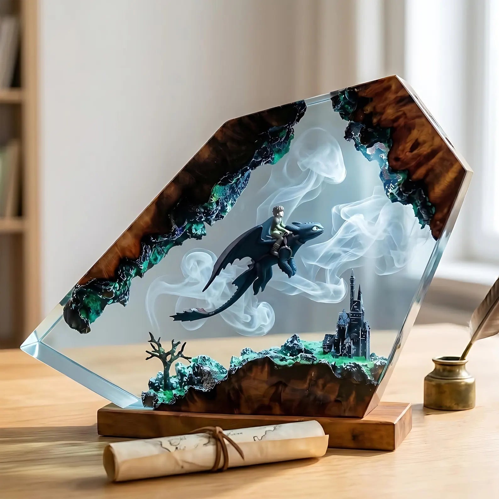 Tairn and Andarna Resin Lamp, Fourth Wing Inspired Dragon Decor, Empyrean Book Lover Gift, Fantasy RGB LED Night Light. ERNLVLA15