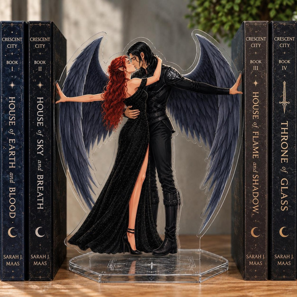 Bryce and Hunt Bookend Standee, Crescent City Angel Couple Shelf Decor, House of Earth and Blood Acrylic Display, Bookish Gift, Book Decor. BSVLAR06
